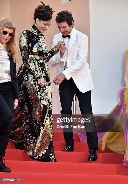 Sasha Lane and Shia LaBeouf attend the 'American Honey' premiere during the 69th annual Cannes Film Festival at the Palais des Festivals on May 15,...