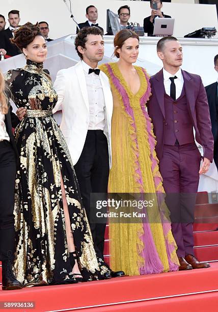 Sasha Lane, Shia LaBeouf, Riley Keough and McCaul Lombardi attend the 'American Honey' premiere during the 69th annual Cannes Film Festival at the...