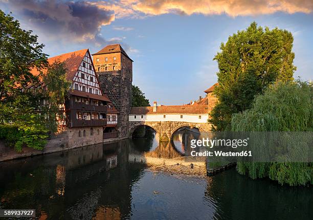 germany, nuremberg, wine bar and water tower at pegnitz river - nuremberg stock pictures, royalty-free photos & images
