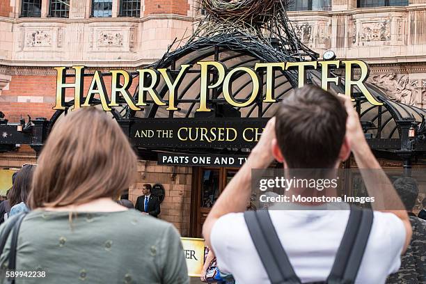 harry potter and the cursed child in palace theatre, london - harry potter film stock pictures, royalty-free photos & images