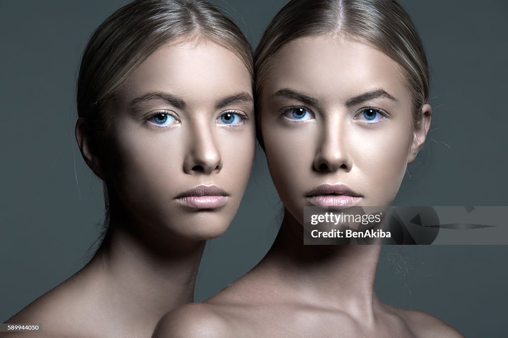 Moody Portrait of a Beautiful Twins