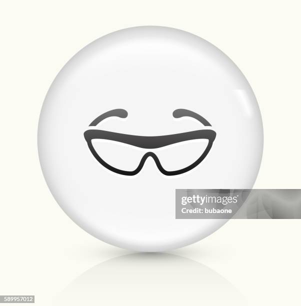 cycling sunglasses icon on white round vector button - drinking glass reflection stock illustrations