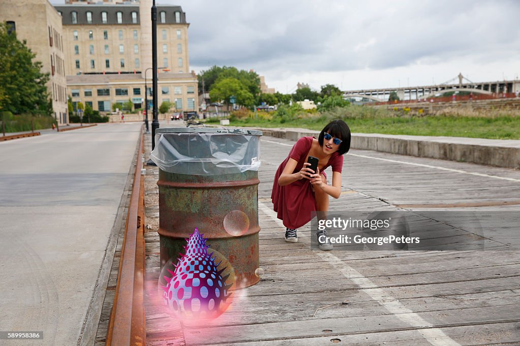 Playing Mobile Games On The Street