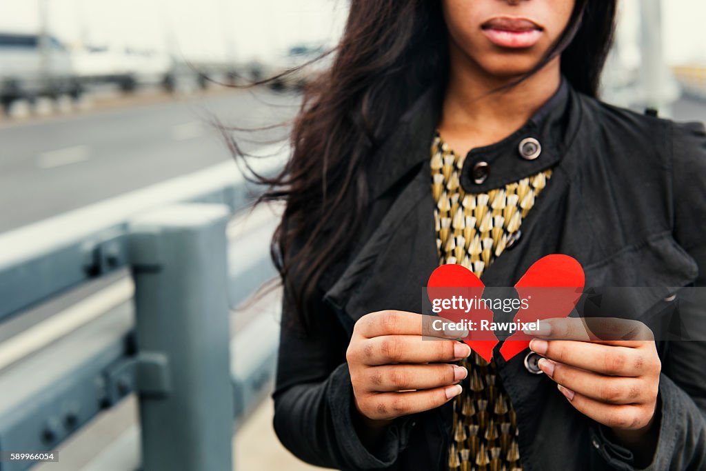 African Woman Broken Heart Disappointed Sad Concept