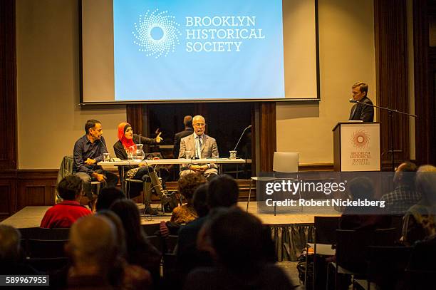 Executive Director of the Arab-American Association of New York Linda Sarsour speaks during the 'Life after Surveillance in Bay Ridge's Muslim...