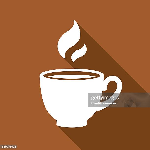 ilustraciones, imágenes clip art, dibujos animados e iconos de stock de icono de café blanco - taza de cafe