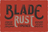 Rough vintage typeface on bloody dirty background