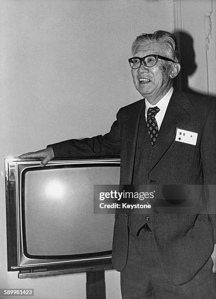 Japanese electronic industrialist Masaru Ibuka , co-founder of Sony , circa 1980.