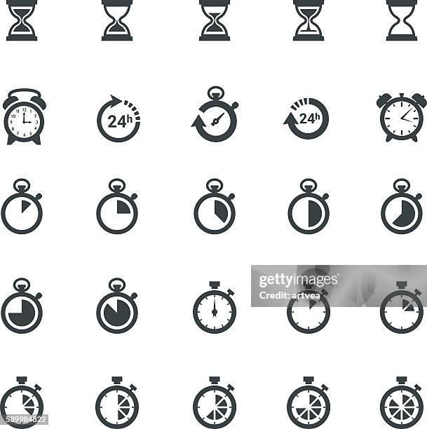 time clock icon set - pendulum stock illustrations