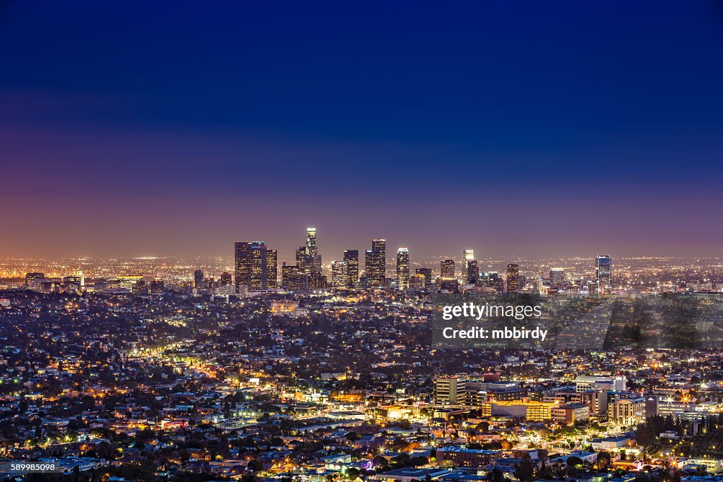 Los Angeles skyline by night, California, USA