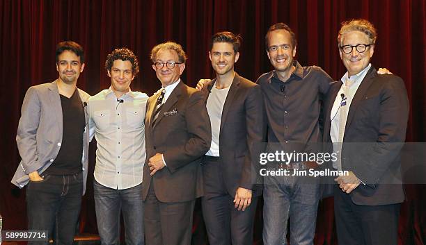 Actor Lin-Manuel Miranda, director Thomas Kail, costume designer William Ivey Long, actor Aaron Tveit, director Alex Rudzinski and casting director...