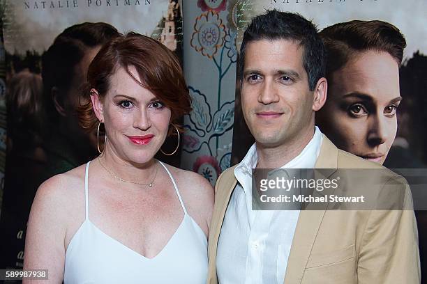 Actress Molly Ringwald and Panio Gianopoulos attend the "A Tale Of Love & Darkness" New York premiere at Crosby Street Hotel on August 15, 2016 in...