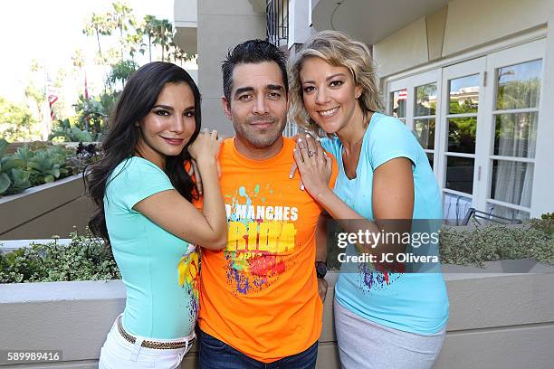 Actors Martha Higareda, Omar Chaparro and Fernanda Castillo attend 'No Manches Frida' photocall at Four Seasons Hotel Los Angeles at Beverly Hills on...