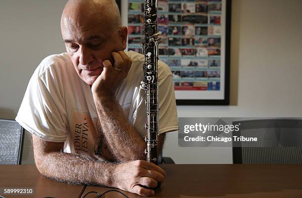 Alex Klein, newly rehired principal oboe of the Chicago Symphony Orchestra, conducts a phone interview with a Tribune reporter on Aug. 4, 2016 at the...
