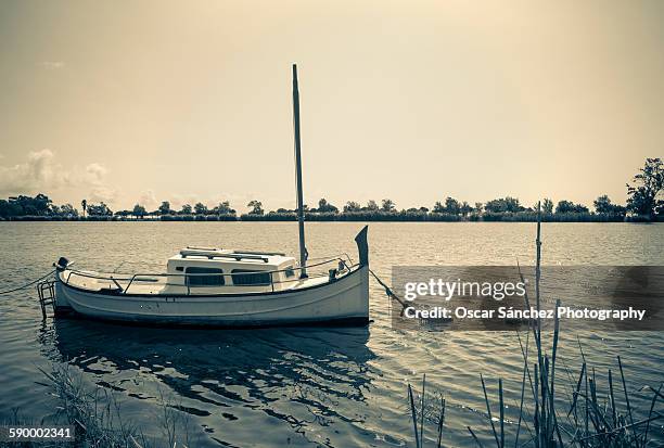 small boat - ebro river stock pictures, royalty-free photos & images