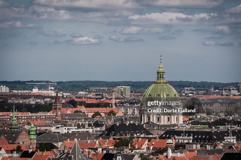 Dome of Marble Church and Copenhagen rooftops
