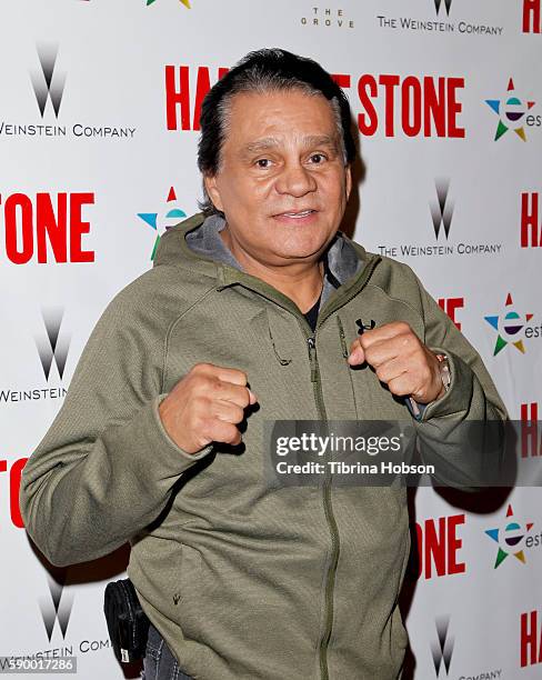 Former professional boxer Roberto Duran attends the screening of 'Hands of Stone' at Pacific Theatres at The Grove on August 15, 2016 in Los Angeles,...