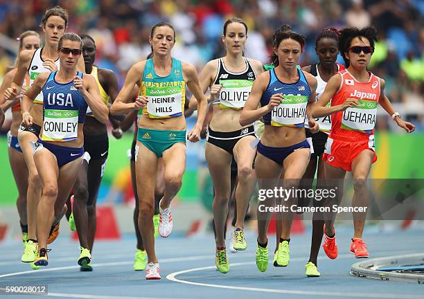 Kim Conley of the United States, Madeline Heiner Hills of Australia, Lucy Oliver of New Zealand, Shelby Houlihan of the United States, and Miyuki...