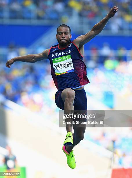 Benjamin Compaore of France competes during the Men's Triple Jump Final on Day 11 of the Rio 2016 Olympic Games at the Olympic Stadium on August 16,...