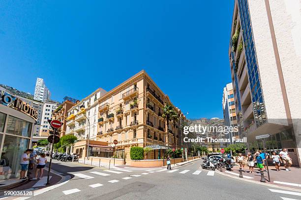 monaco street town centre - monaco shopping stock pictures, royalty-free photos & images