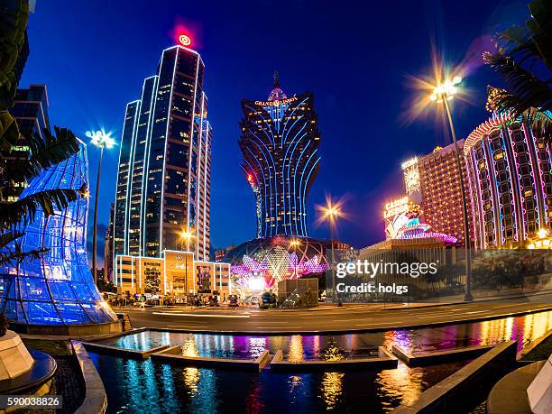 buildings in macau, china - macau stockfoto's en -beelden