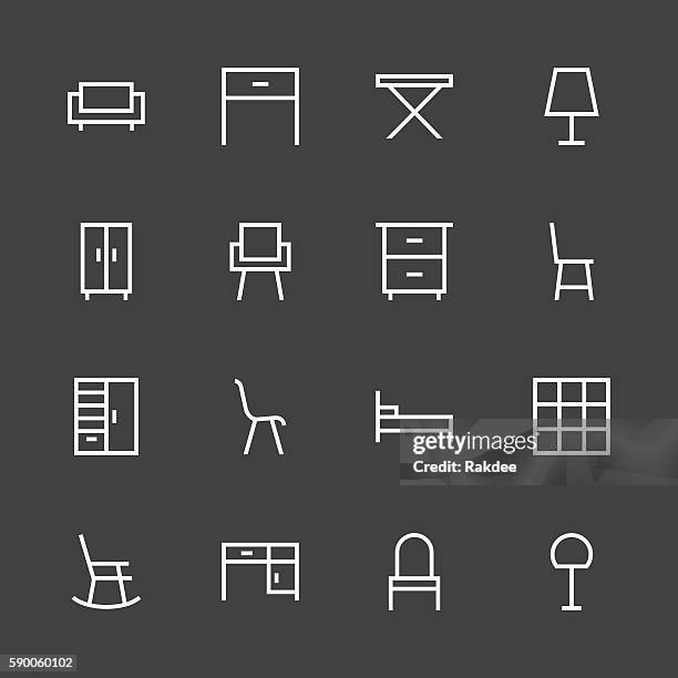 furniture icon - white line series - dressing table stock illustrations