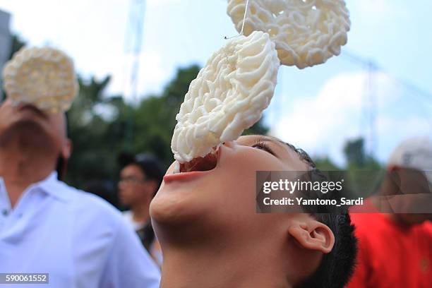 the celebration of the independence of the republic of indonesia - sky crackers stock pictures, royalty-free photos & images