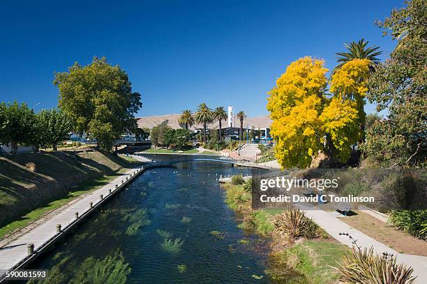 view along the tranquil taylor river, blenheim - blenheim new zealand stock pictures, royalty-free photos & images