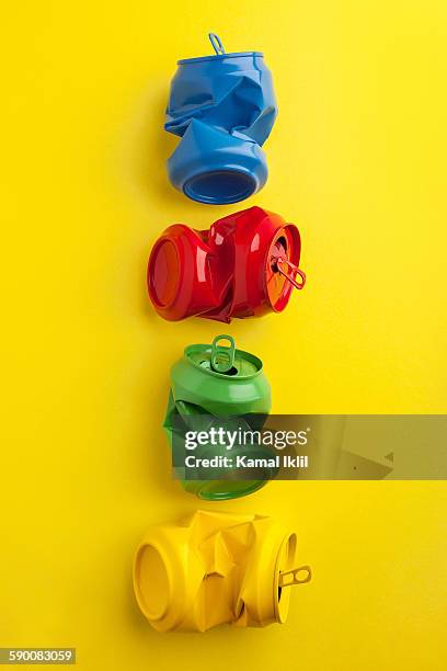 crushed can - compacted stock pictures, royalty-free photos & images