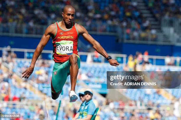 Portugal's Nelson Evora competes in the Men's Triple Jump Final during the athletics competition at the Rio 2016 Olympic Games at the Olympic Stadium...