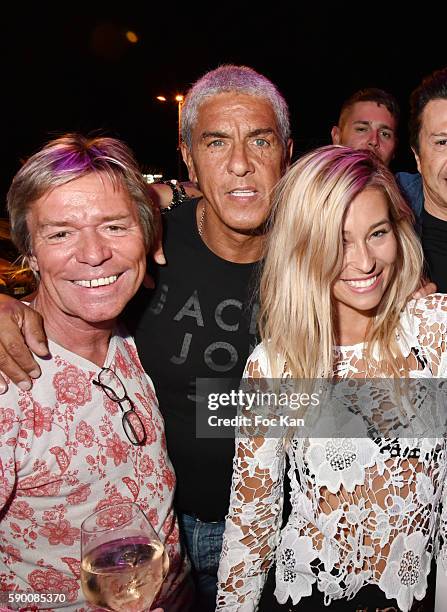 Chef Yvan Zaplatilek, actor Sami Naceri and barmaid Lilou attend the the the Tsar Folie's Club Saint Tropez Party on August 15, 2016 in Saint-Tropez,...