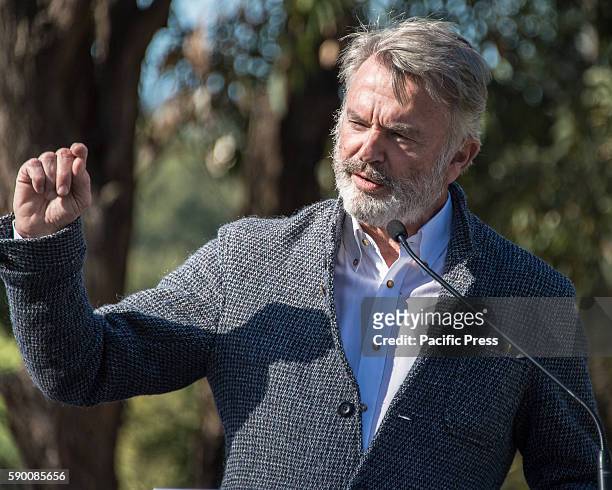 Actor Sam Neil speaks to the media at the announcement of a new home for the Tropfest Short Film Festival at Parramatta Park. Tropfest is the world's...
