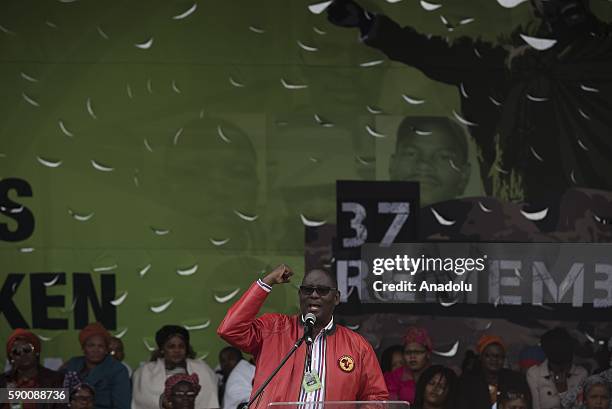 Former Secretary General of Congress of South African Trade Unions Zwelinzima Vavi gives a speech during an organization, marking the 4th anniversary...