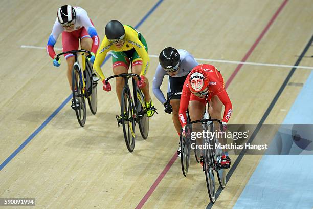 Tianshi Zhong of China leads Wai Sze Lee of Hong Kong, China, Simona Krupeckaite of Lithuania and Anastasiia Voinova of Russia during a Women's...