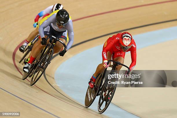 Tianshi Zhong of China leads Wai Sze Lee of Hong Kong, China, Simona Krupeckaite of Lithuania and Anastasiia Voinova of Russia during a Women's...