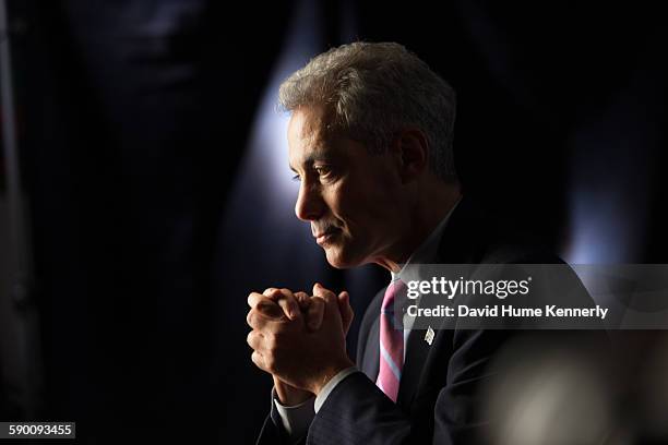 Chicago Mayor Rahm Emanuel at City Hall during his interview for 'The Presidents' Gatekeepers," about former White House Chiefs of Staff, October 28...