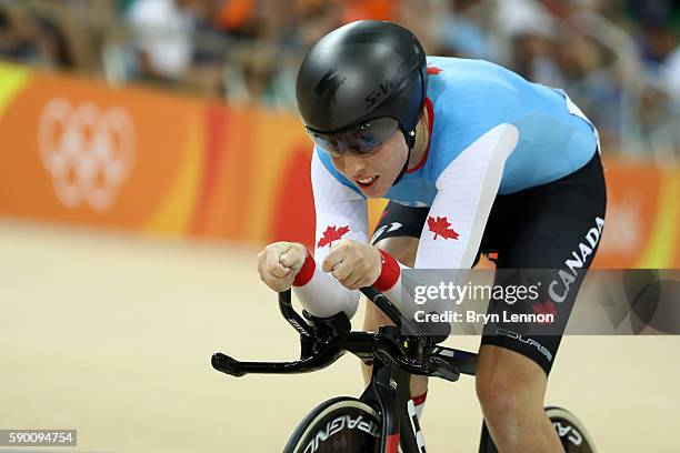 Allison Beveridge of Canada competes on Day 11 of the Rio 2016 Olympic Games at the Rio Olympic Velodrome on August 16, 2016 in Rio de Janeiro,...