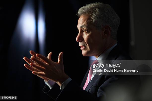 Chicago Mayor Rahm Emanuel at City Hall during his interview for 'The Presidents' Gatekeepers," about former White House Chiefs of Staff, October 28...