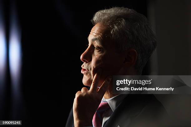 Chicago Mayor Rahm Emanuel at City Hall during his interview for 'The Presidents' Gatekeepers," about former White House Chiefs of Staff, October 28...