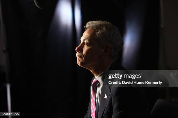 Chicago Mayor Rahm Emanuel at City Hall during his interview for 'The Presidents' Gatekeepers," about former White House Chiefs of Staff, October 28...