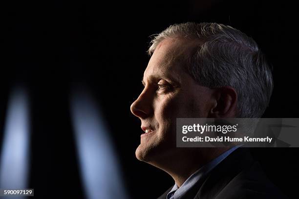 Obama White House Chief of Staff Denis McDonough interviewed for 'The Presidents' Gatekeepers' documentary in the Old Executive Office Building, May...