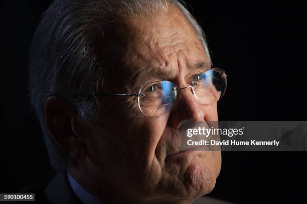 Former Secretary of Defense Donald Rumsfeld being interviewed for Discovery Channel's documentary, "The Presidents' Gatekeepers," about the White...