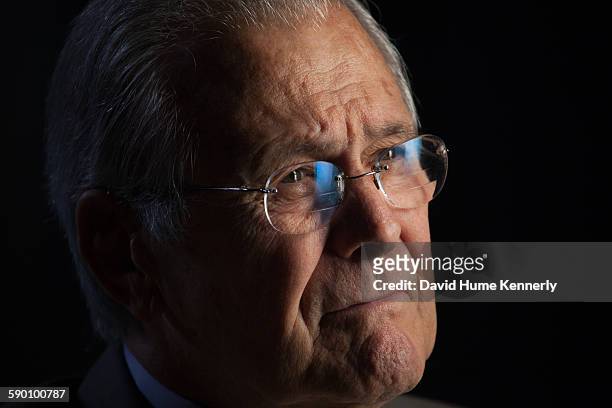 Former Secretary of Defense Donald Rumsfeld being interviewed for Discovery Channel's documentary, "The Presidents' Gatekeepers," about the White...