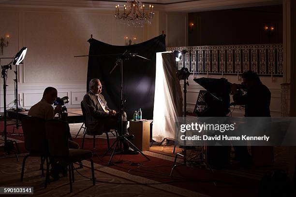 Former Secretary of Defense Donald Rumsfeld being interviewed for Discovery Channel's documentary, "The Presidents' Gatekeepers," about the White...