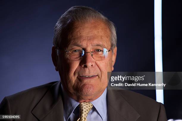 Former Secretary of Defense Donald Rumsfeld being interviewed for Discovery Channel's documentary, "The Presidents' Gatekeepers," about the White...