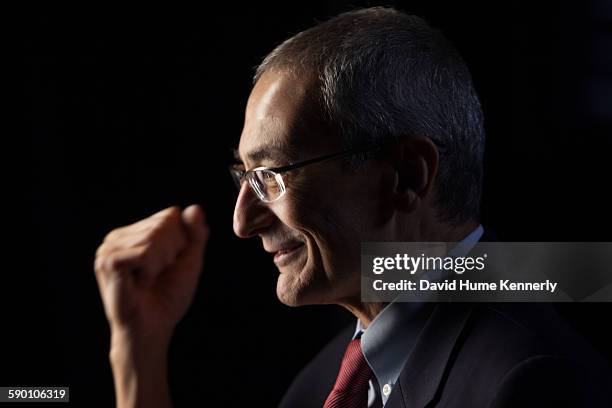 Former Clinton White House Chief of Staff, John Podesta, being interviewed for Discovery Channel's, "The President's Gatekeepers," November 9 in...