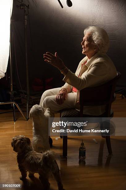 Former First Lady Barbara Bush is interviewed for 'The Presidents' Gatekeepers' project about the White House Chiefs of Staff at the Bush Library,...