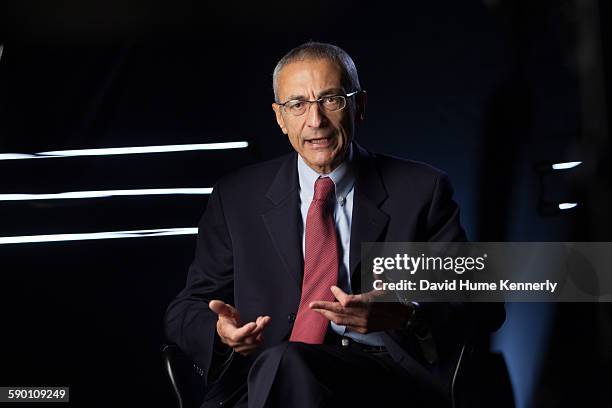 Former Clinton White House Chief of Staff, John Podesta, being interviewed for Discovery Channel's, "The President's Gatekeepers," November 9 in...