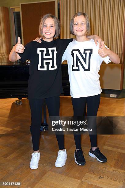 Laila Meinecke and Rosa Meinecke during the 'Hanni & Nanni' Press Set Day on August 16, 2016 in Berlin, Germany.