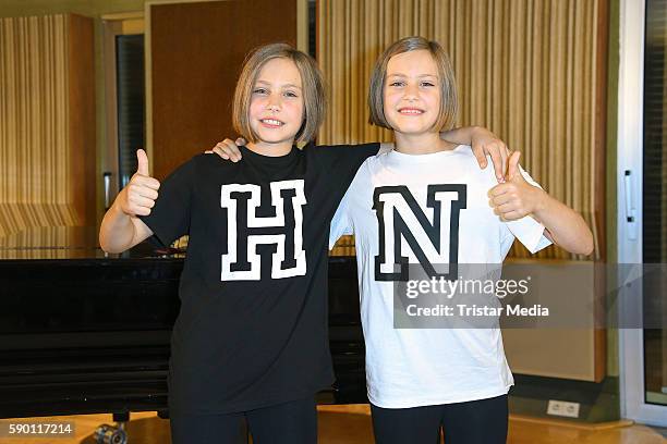 Laila Meinecke and Rosa Meinecke during the 'Hanni & Nanni' Press Set Day on August 16, 2016 in Berlin, Germany.